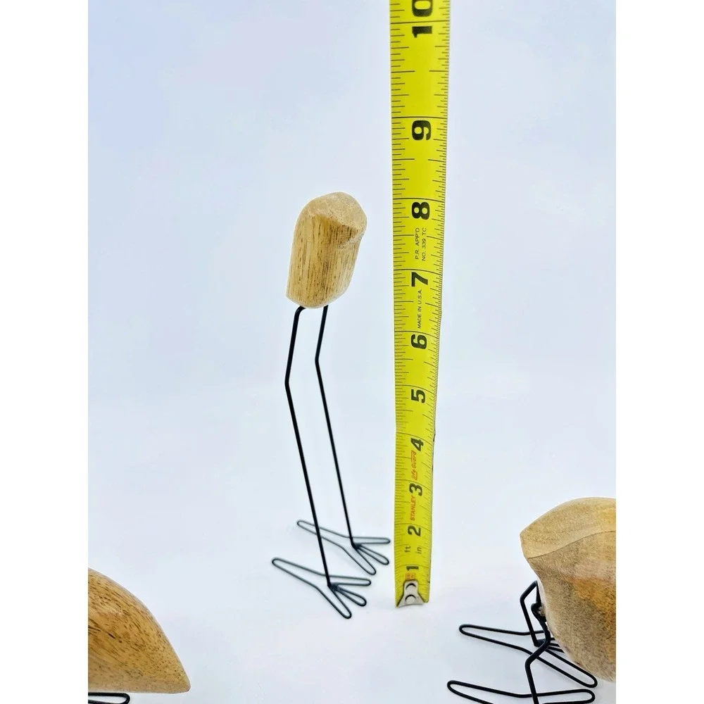 4 Wood Bird Figures FISKELAGE Ikea Minimalist Modern/ Metal Legs MCM